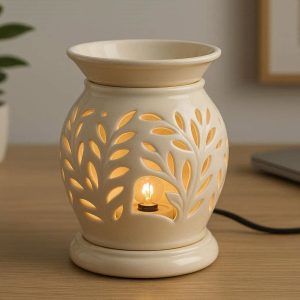 Elegant Ceramic Electric Wax Melt Warmer Lamp For Desktop Aromatherapy Office Decor And Home Fragrance Diffusion