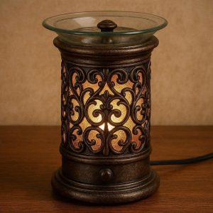 Vintage Metal Electric Wax Melt Lamp Decorative Desk Fragrance Warmer For Rustic Farmhouse Study Room Aesthetic