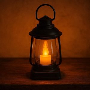 Cozy Amber Glow Electric Candle Lantern Battery Powered Light For Thanksgiving Autumn Balcony Display Layout