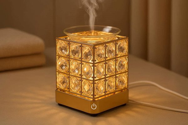 Luxury Crystal Touch Control Aroma Lamp Desktop Electric Essential Oil Diffuser For Spa Bathroom Relaxation Vibe