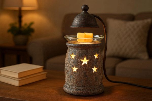 21 Rustic Distressed Stone Scented Wax Warmer Lamp Desktop Fragrance Light For Cozy Living Room Accent Lighting