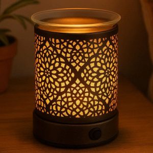 Charming Moroccan Pattern Electric Wax Burner Desktop Aroma Lantern For Bohemian Style Bedroom Ambient Lighting