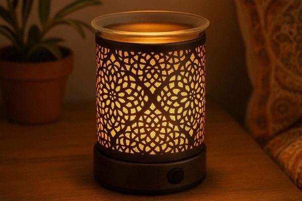Charming Moroccan Pattern Electric Wax Burner Desktop Aroma Lantern For Bohemian Style Bedroom Ambient Lighting