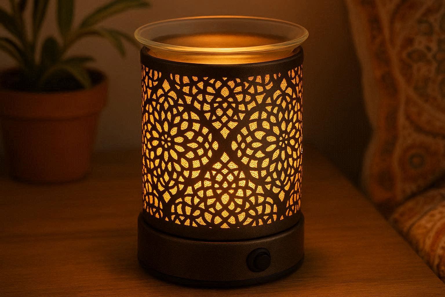 Charming Moroccan Pattern Electric Wax Burner Desktop Aroma Lantern For Bohemian Style Bedroom Ambient Lighting - Image 1