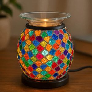 Charming Mosaic Glass Electric Aroma Lamp Desktop Essential Oil Diffuser For Luxury Spa Bathroom Vanity Lighting