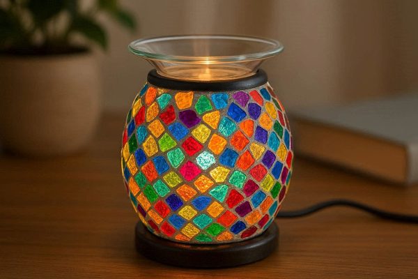 28 Charming Mosaic Glass Electric Aroma Lamp Desktop Essential Oil Diffuser For Luxury Spa Bathroom Vanity Lighting
