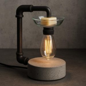 Industrial Concrete Base Electric Wax Melt Lamp Desktop Fragrance Light For Contemporary Urban Loft Workspace Decor