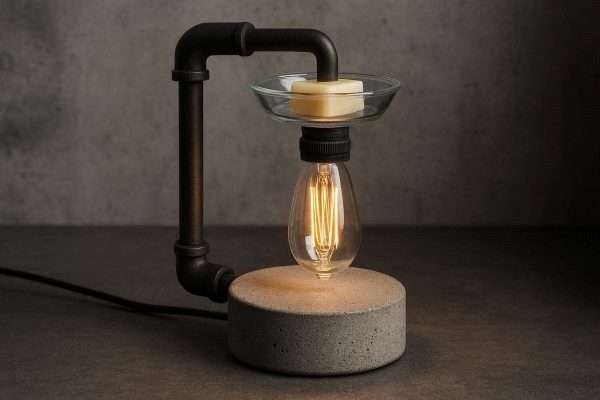 29 Industrial Concrete Base Electric Wax Melt Lamp Desktop Fragrance Light For Contemporary Urban Loft Workspace Decor